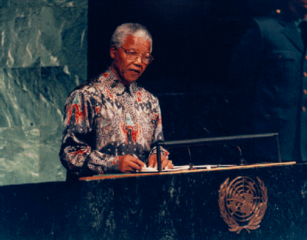 President Nelson Mandela at UN General Assembly Oct 1995 - UNDPI Photo by G  Kinch