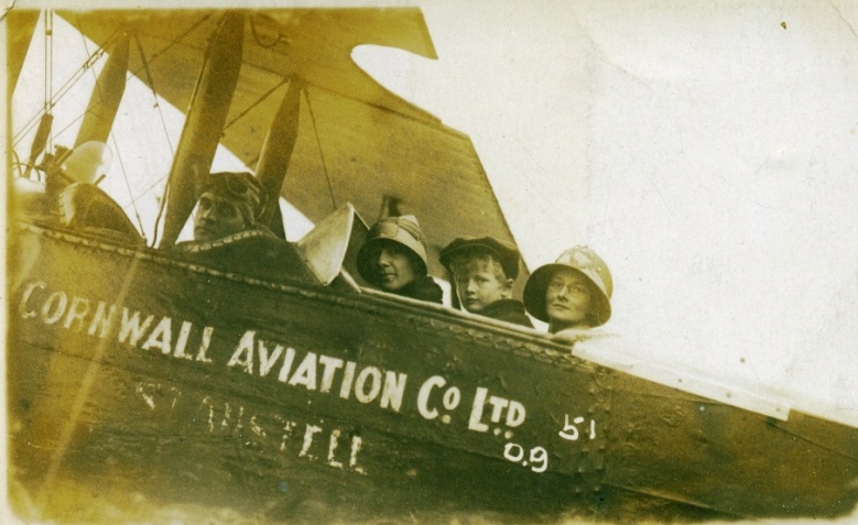 The First Flight by young Arthur Clarke, aged 10 in 1927 - at Taunton, UK, in an British Avro 504 biplane owned by Cornwall Aviation Co. - Photo owned by Arthur C Clarke Estate