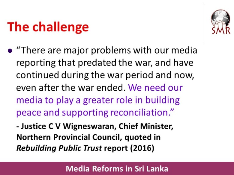 Quote from 'Rebuilding Public Trust' - State of Sri Lanka's media report 